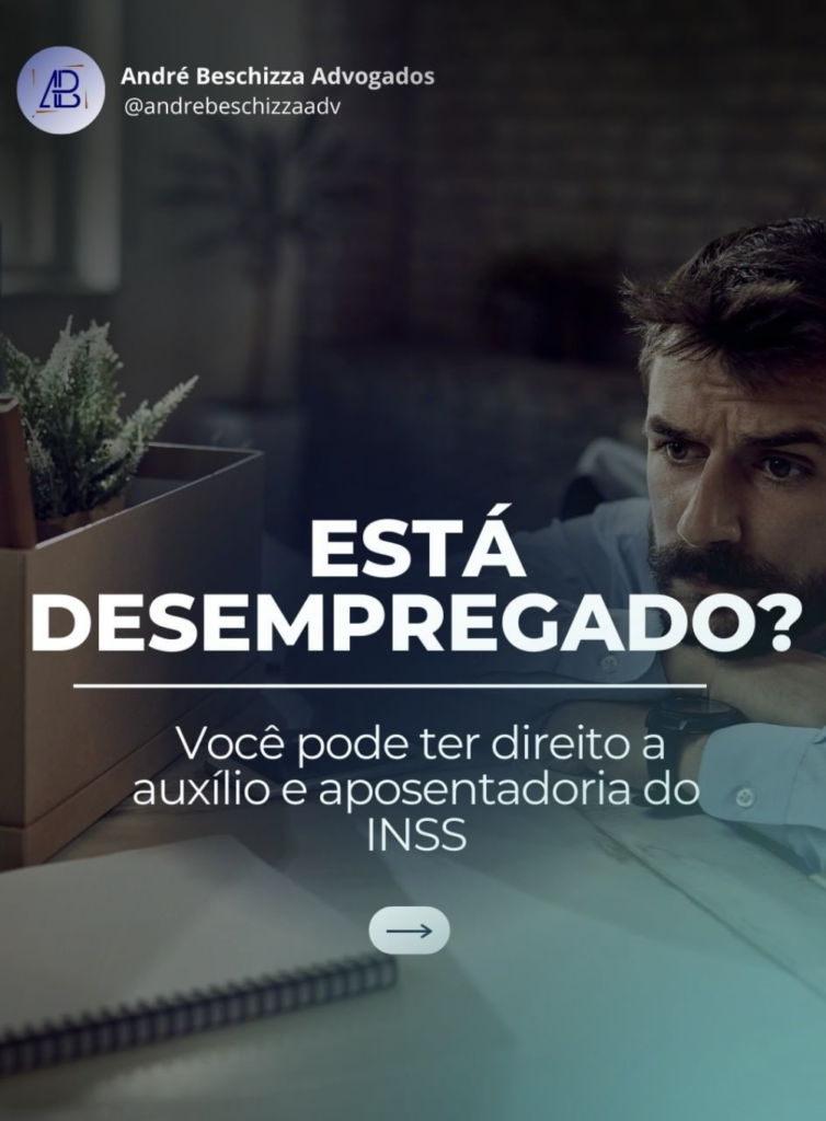 Um homem pensando na frase: está desempregado? Você pode ter direito a auxílio e aposentadoria do INSS.